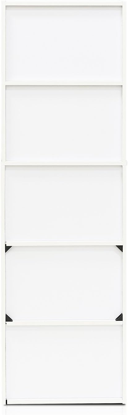 Furinno LUDER Book Shelf, 5-Tier Bookshelf, Bookcase with Open Shelves, 9.4 x 15.8 x 52, Easy Assembly, for Living Room, Bedroom, Home Office, White - Image 9