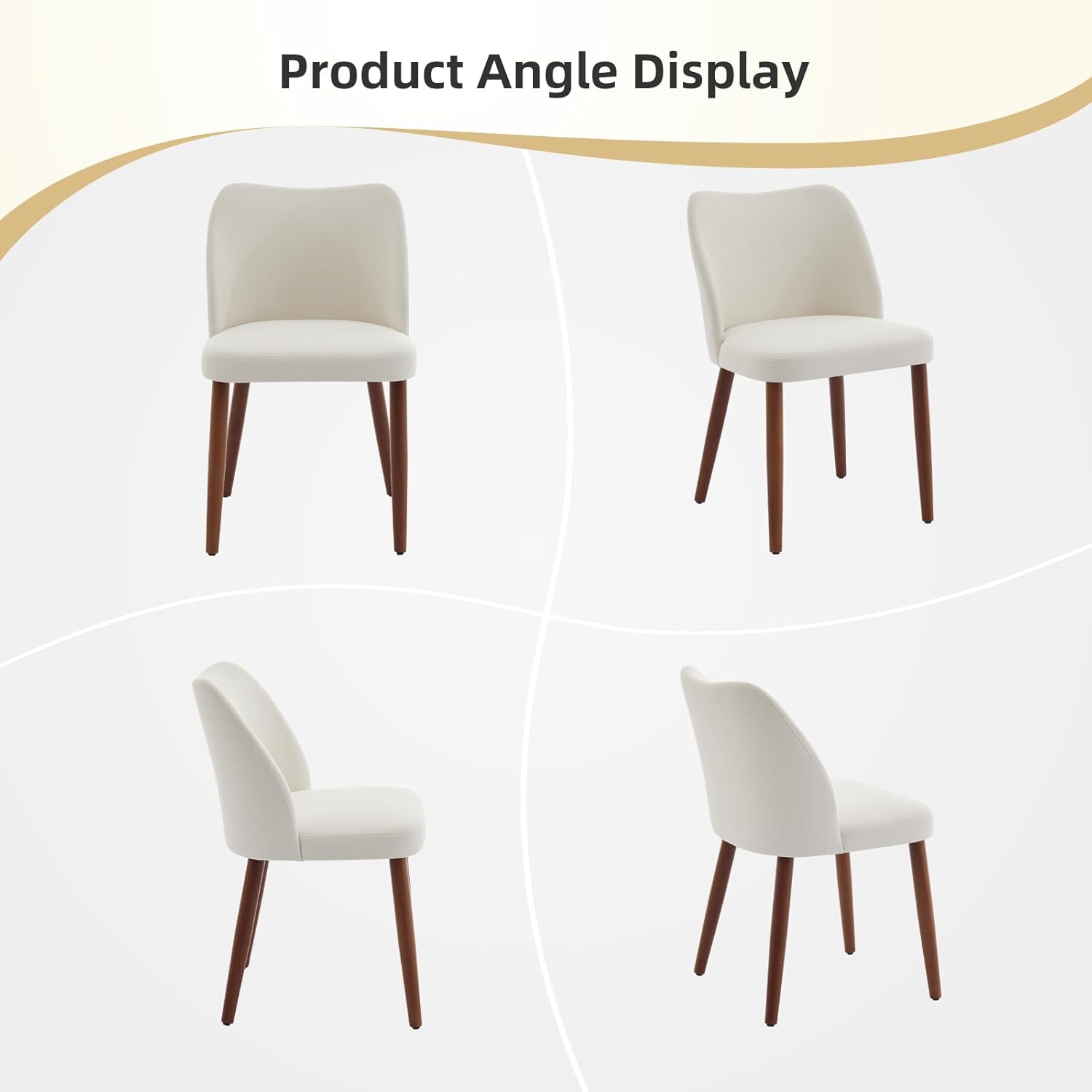 GarveeHome Linen Dining Chair Set of 4 Upholstered Fabric Dining Chair with Wood Legs, Wing Backrest, Wooden Kitchen Chairs with Thick Cushions, Leveling Feet for Dining Room, Living Room, White - Image 8