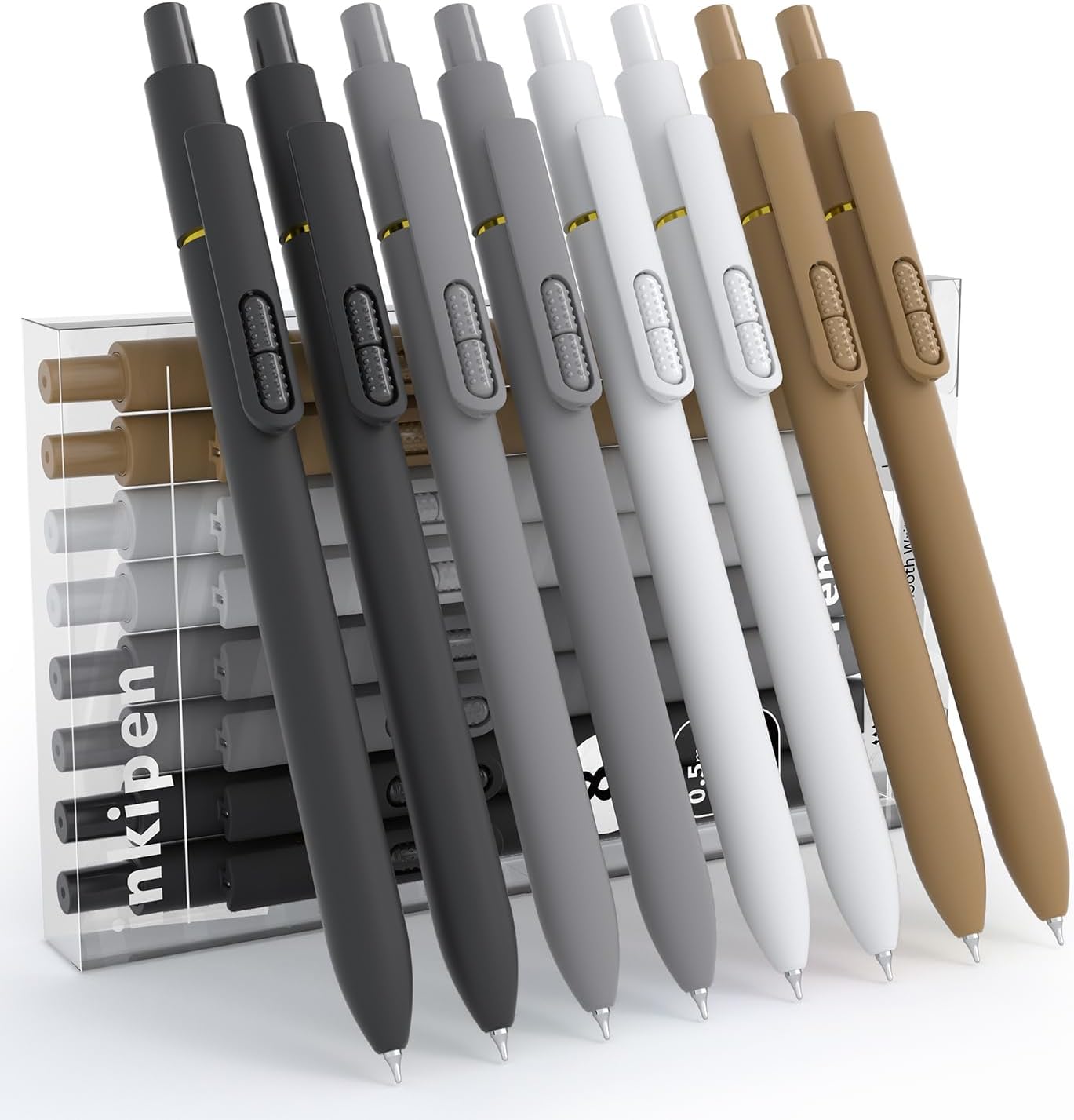inkipen 8 Pcs Gel Pens Black Ink, Fine Point(0.5mm),with Fidget Clip